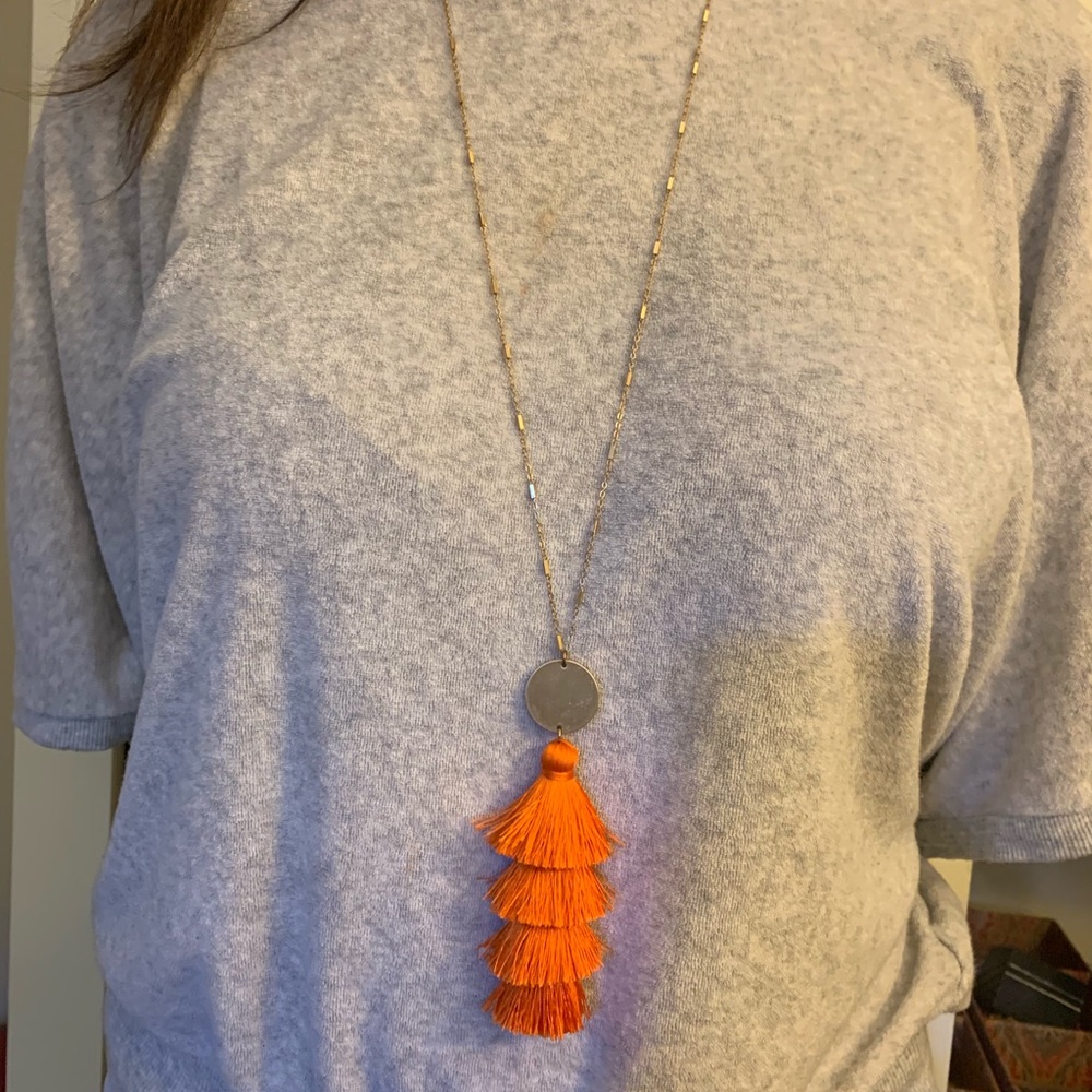 Orange tassel necklace